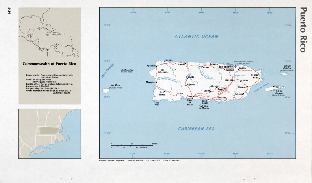 Map of Puerto Rico (1-34)