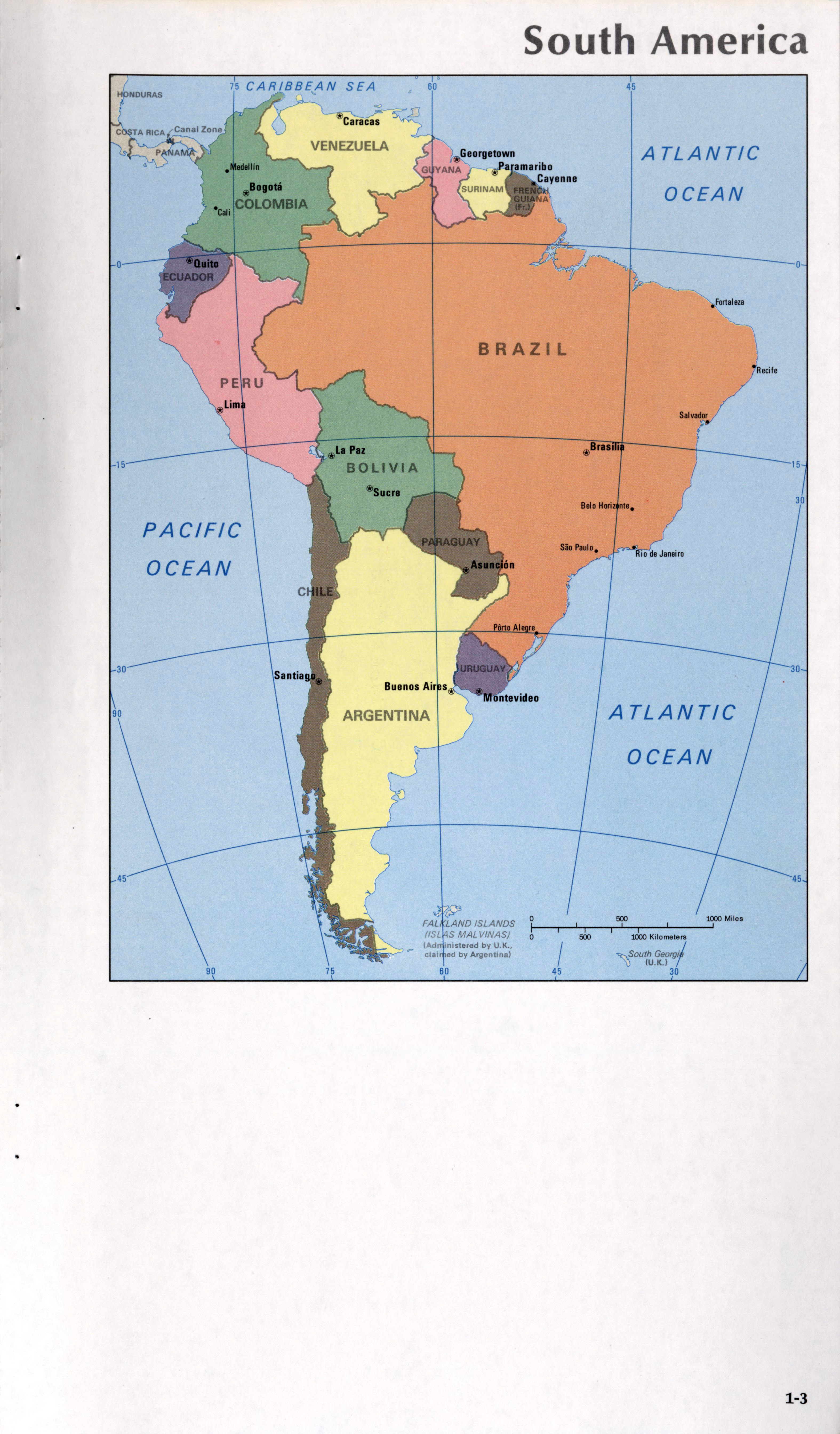 Map Of South America 1 3 Western Hemisphere Maps Of The