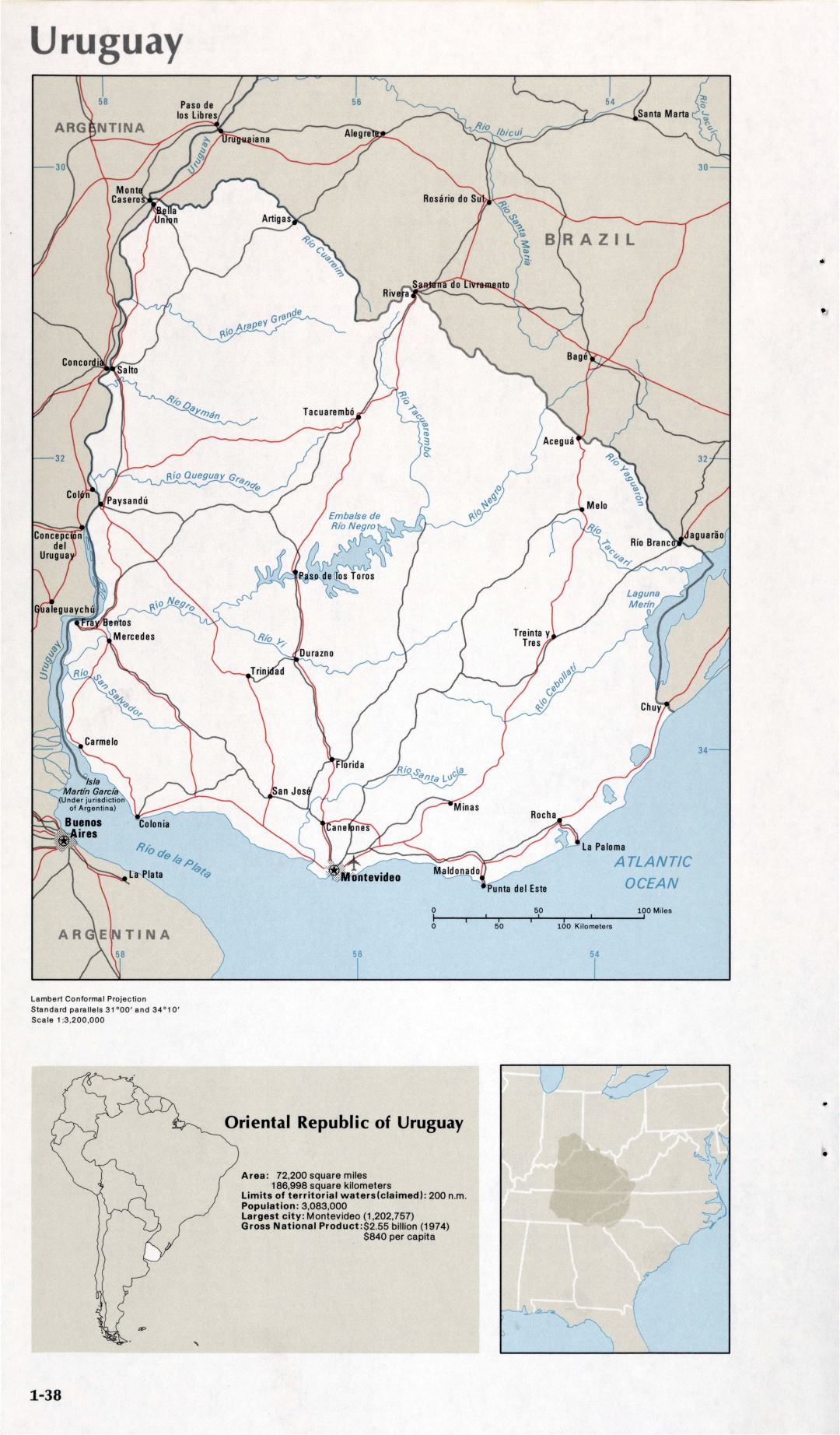 Map of Uruguay (1-38)